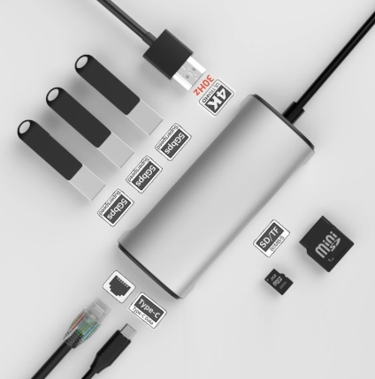 USB-C хаб 8-в-1 з гігабітним Ethernet та 4K@30Hz  1926W