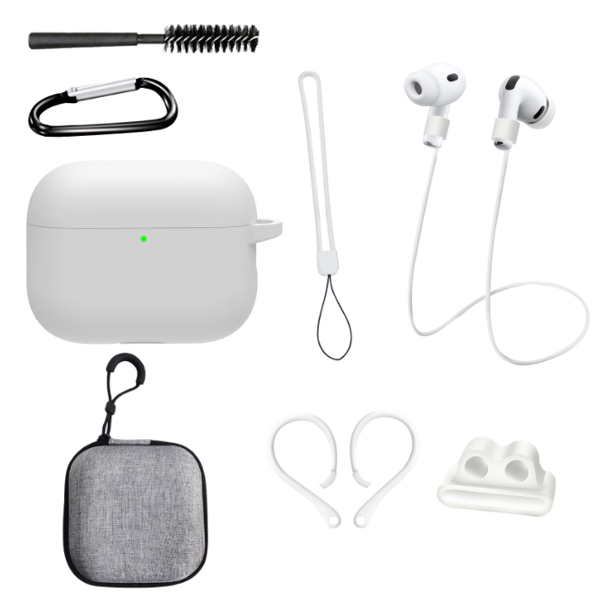 Комплект аксесуарів для AirPods Pro 3 (2025): чохол, фіксатори, шнур (білий)