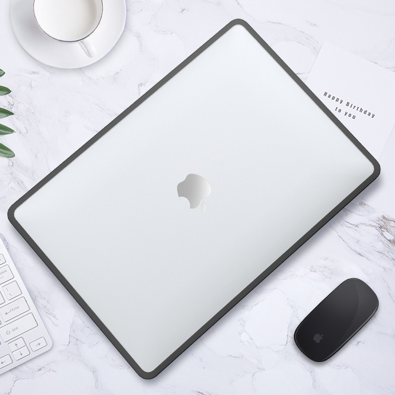 Пластикова накладка c силіконовим бампером для Macbook Pro 14" A2442, A2779 (Прозрачный + черный бампер)