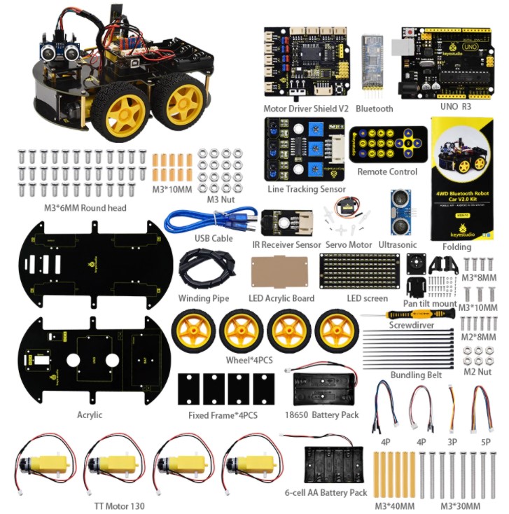 Набір для складання 4WD Multi BT Robot Car V2.0 від Keyestudio KS0470
