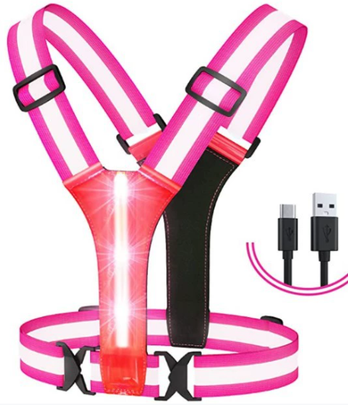 LED світловідбиваючий жилет з підсвіткою USB (для бігу, спорту, велосипеда, роботи) (Pink)