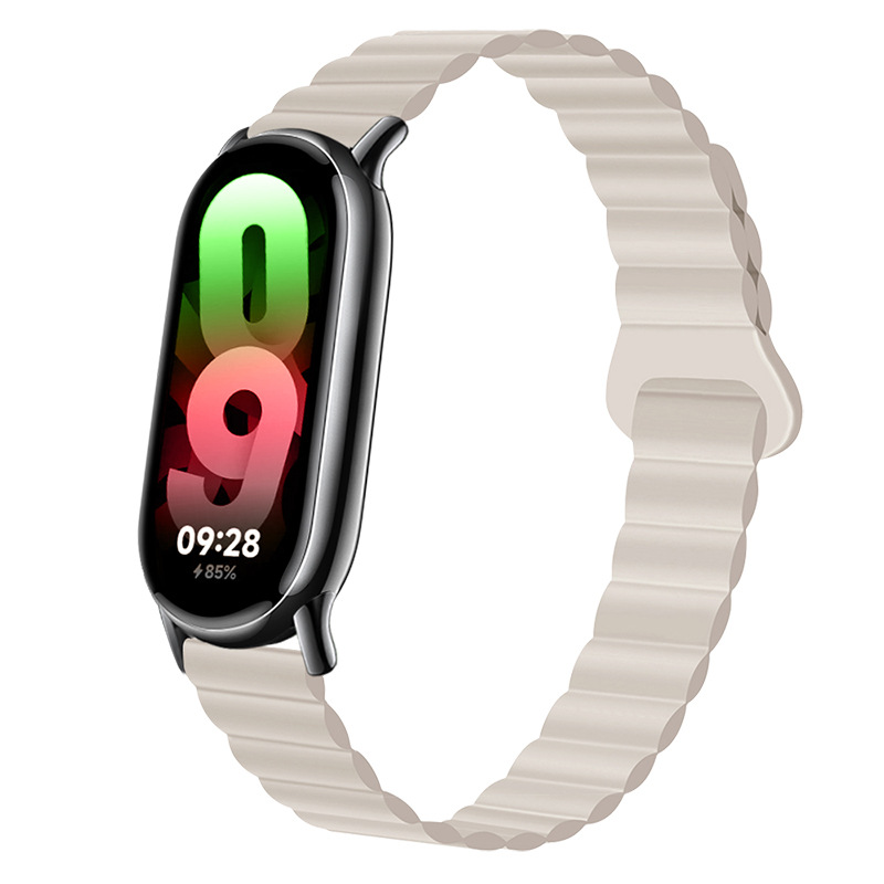 Ремінець магнітний силіконовий на MIband 8/9 , Чорний+сірий (Білий)