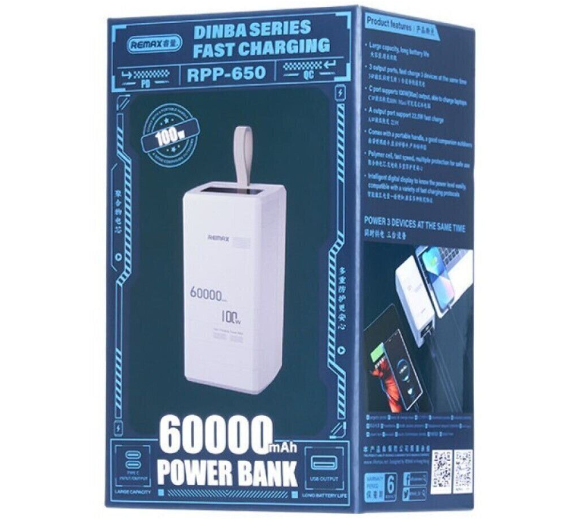 Зовнішній акумулятор(Powerbank)  Remax RPP-650 60000mAh