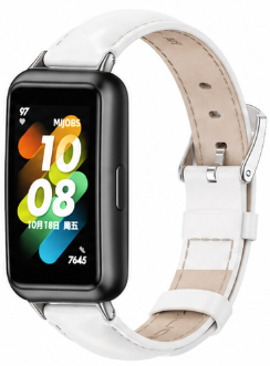 Ремінець Mijobs з натуральної шкіри для Huawei Band 7 / 8 / 9 / 10 (білий)