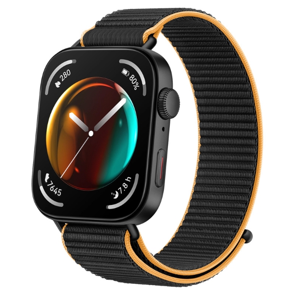 Нейлоновий ремінець-петля для Huawei Watch Fit 4 / Watch Fit 3 (black orange)