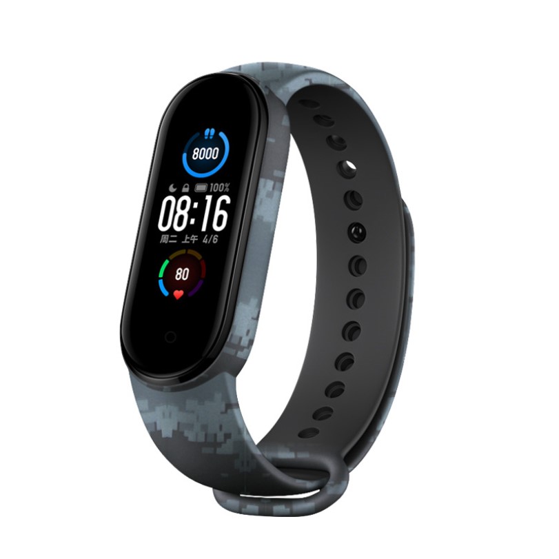 Ремінець BlackPink Силіконовий Хакі для Mi Band 5, Сірий (Серый)