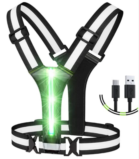 LED світловідбиваючий жилет з підсвіткою USB (для бігу, спорту, велосипеда, роботи) (Black)