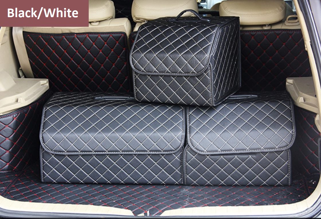 Органайзер у багажник авто BlackPink Розмір L (довжина 54см Висота 29см Глибина 32см) Чорна (Черный с Белой строчкой)