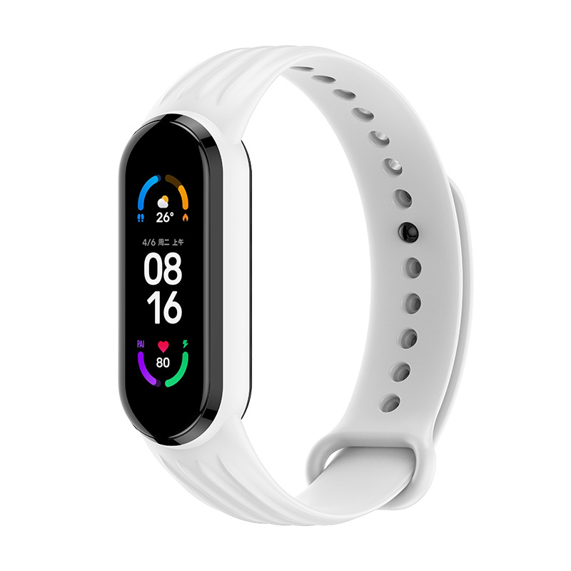 Силиконовый ремешок Dragon для Xiaomi Mi Band 5 | 6 / 7, Красный (Білий)