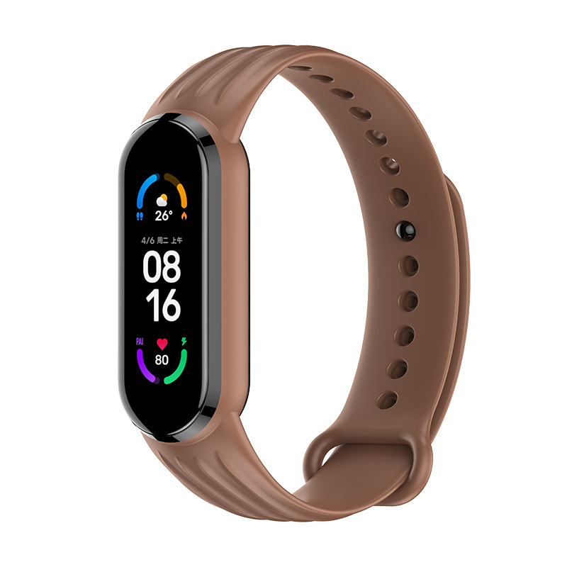 Силиконовый ремешок Dragon для Xiaomi Mi Band 5 | 6 / 7, Красный (Коричневий)
