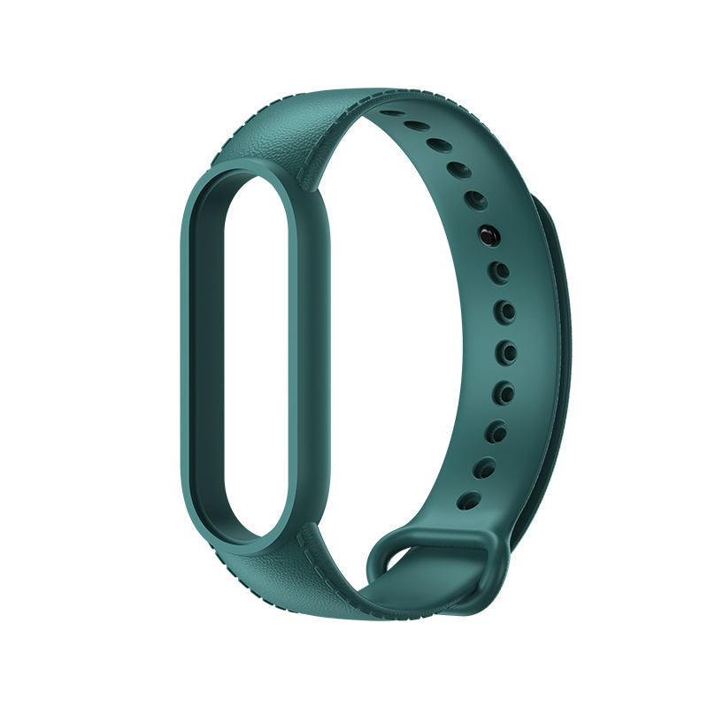 Силіконовий ремінець з імітацією шкіри для Mi Band 5 | 6 , Салатовий (Темно-Зеленый)