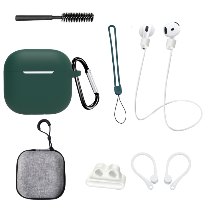 Чохол для AirPods 4 із комплектом аксесуарів 7в1 (Зелений)