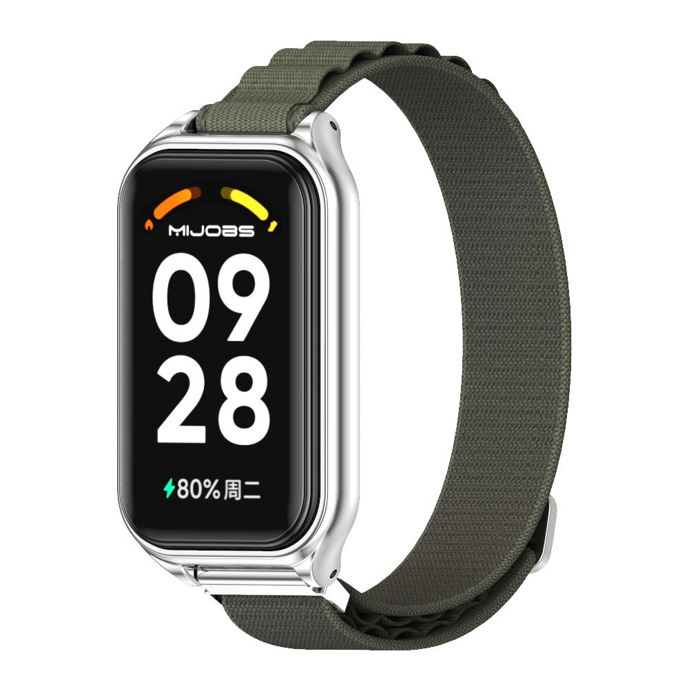  Тканевий ремінець з металевою рамкою для Mi Band 9 Active / Redmi Band 3 (Green)