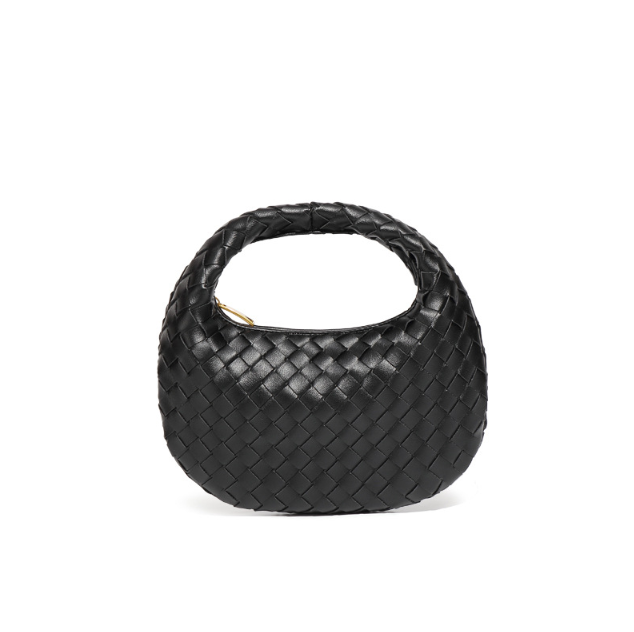 Жіноча сумка “Дамплінг” з ручним плетінням (21×15×7 см) (Black)