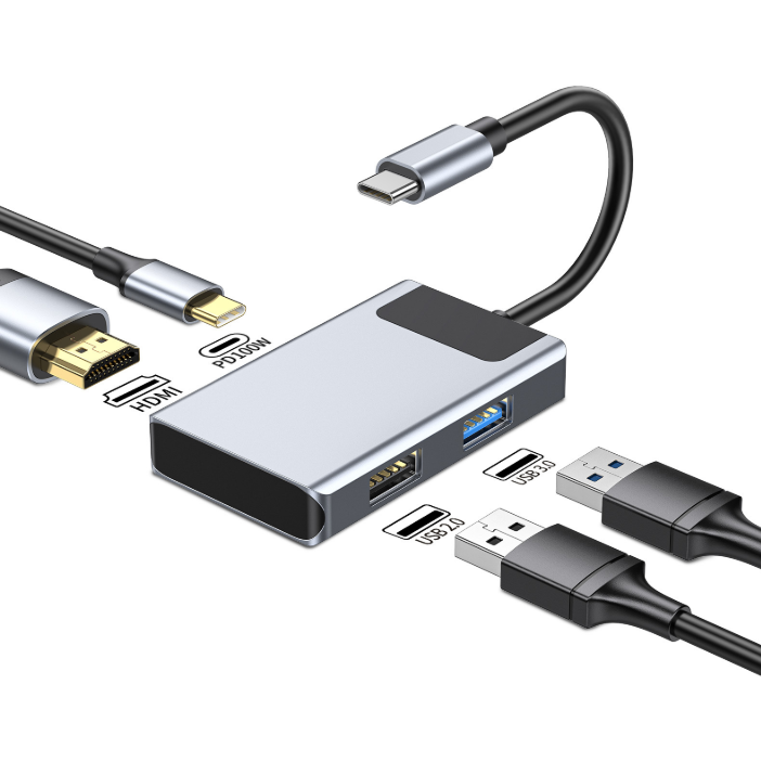 USB-C Хаб 4-в-1 модель ZX072 — HDMI, PD 100W, USB 3.0, USB 2.0