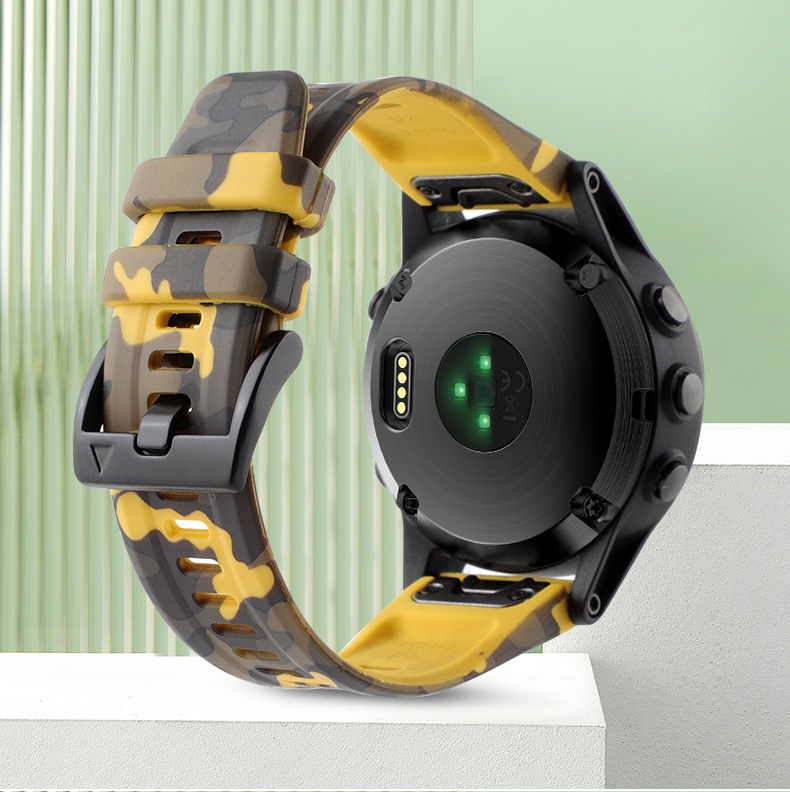 Силіконовий ремінець для Garmin Fenix 7X / 6X / 5X (26 мм) (Камуфляж жовтий)