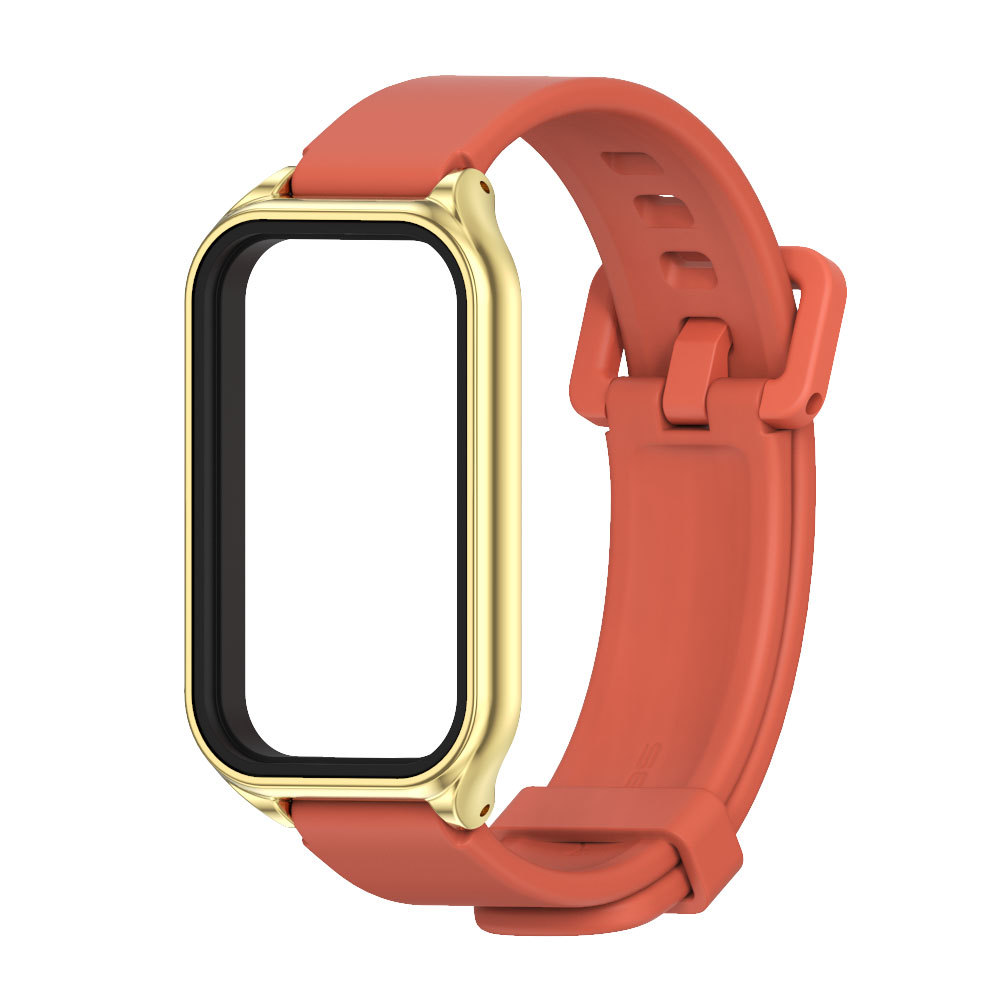 Силіконовий ремінець для Redmi Smart Band 3 / Mi Band 9 Active (Червоний+Золото)