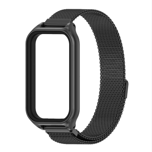 Металевий ремінець Milanese + корпус для Redmi Band 3 / Mi Band 9 Active  (чорний)