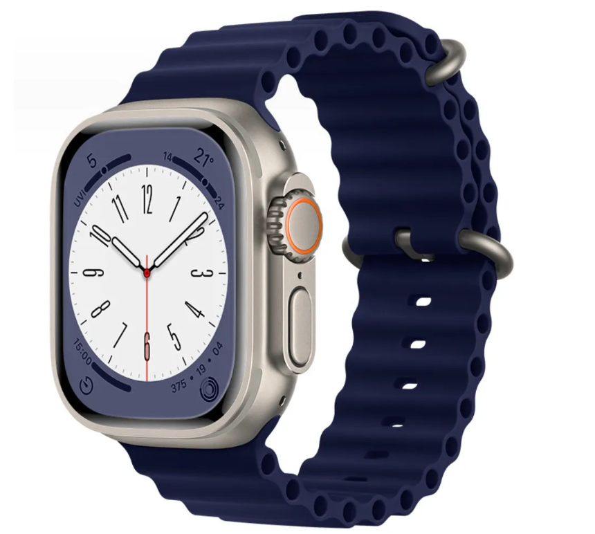 Ремінець силіконовий Ocean Band 42 / 44 / 45 / 49 AAA+, Молочний (Синій)