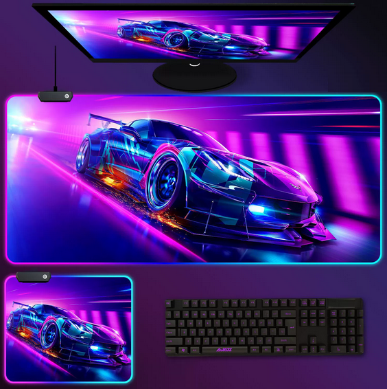 Килимок для мишки з підсвіткою 80*30 см. Night  (4)