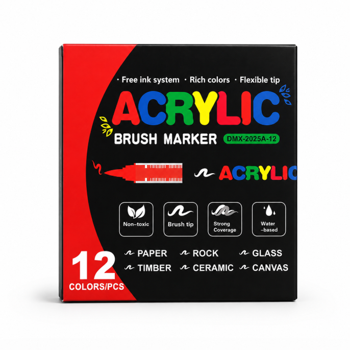 Набір акрилових маркерів GuangNa Acrylic Brush Marker GN.8101 (12 шт.)