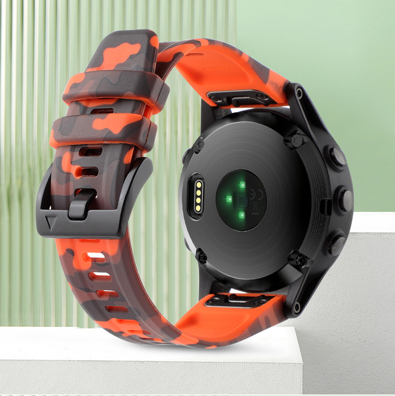 Силіконовий ремінець для Garmin Fenix 7X / 6X / 5X (22 мм) (Камуфляж помаранчевий)