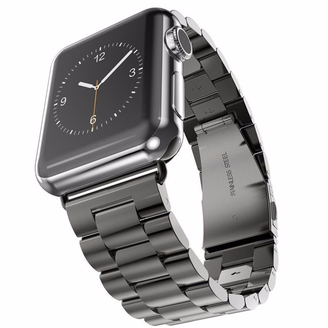 Ремінець металевий BlackPink 3-Bead Metal Band для Apple Watch 38 | 40 мм, Silver (Чорний)