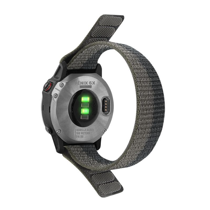 Нейлоновий ремінець на липучці для Garmin Fenix 7/7X/6X/5X/6/5 26ММ. (Сірий)