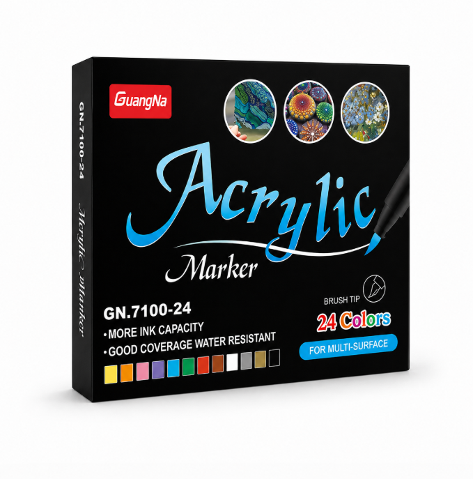 GuangNa Acrylic Marker GN.7100 — преміальні акрилові маркери для творчості та декору (24 шт.)