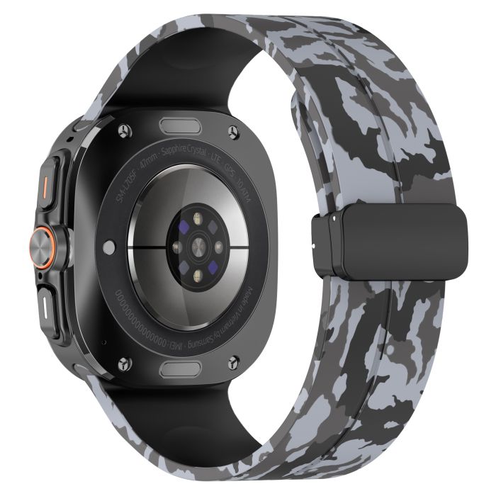 Камуфляжний силіконовий ремінець з магнітною пряжкою для Samsung Galaxy Watch7 Ultra 47 мм (темно-сірий)