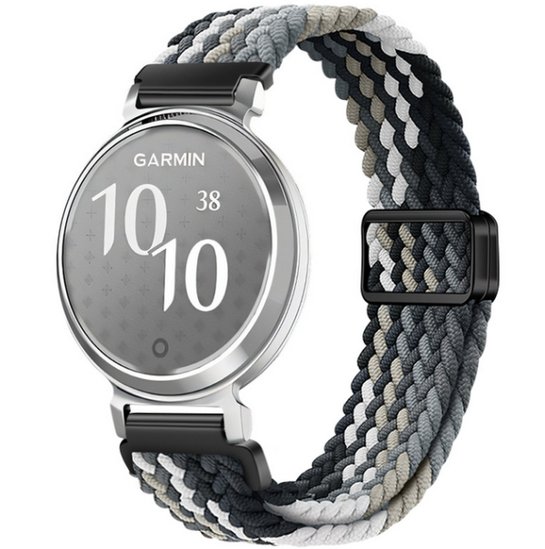 Ремінець для смарт-годинника Garmin Lily 2 (14 мм) з плетеного нейлону (Black / Gray)
