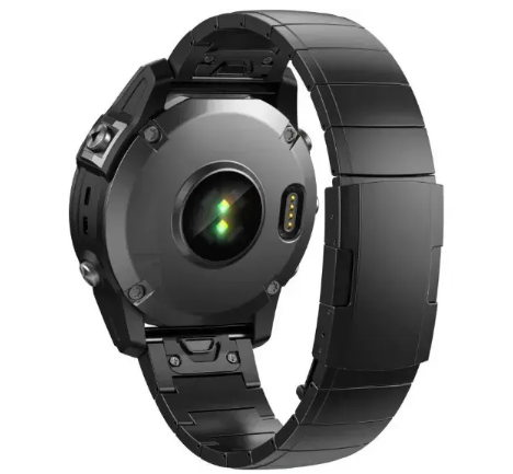 Ремінець металевий для Garmin 20 mm.TITANIUM (Black)