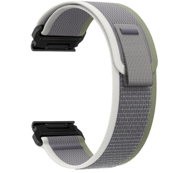 Нейлоновий ремінець QuickFit 22 мм для Garmin Fenix / Epix / Forerunner – спортивний текстильний  (сірий+зелений)