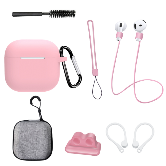 Чохол для AirPods 4 із комплектом аксесуарів 7в1 (Рожевий)