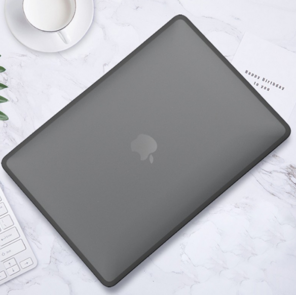 Пластикова накладка c силіконовим бампером для Macbook Air 13,6" M2 A2681 (Черный прозрачный + Черный бампер)