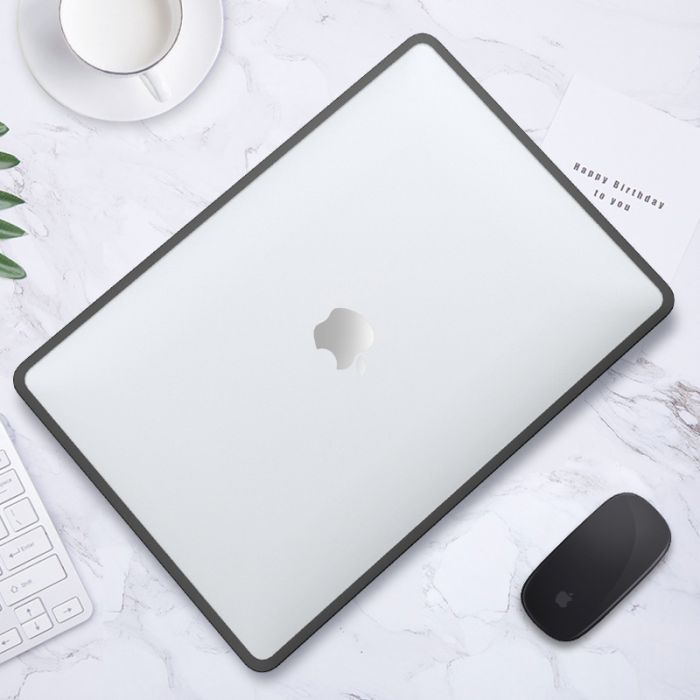 Пластикова накладка c силіконовим бампером для Macbook Pro 13,3" A1989, A2159, A2251, A2289, A2338,  (Прозрачный + черный бампер)