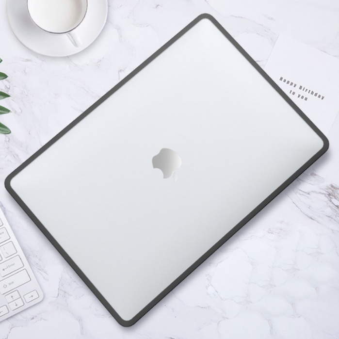 Пластикова накладка c силіконовим бампером для Macbook Pro 13,3" A1989, A2159, A2251, A2289, A2338,  (Прозрачный + черный бампер)
