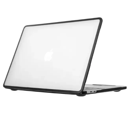 Пластикова накладка c силіконовим бампером для Macbook Pro 13,3" A1989, A2159, A2251, A2289, A2338,  (Прозрачный + черный бампер)