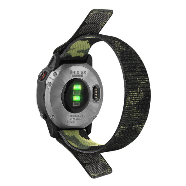 Нейлоновий ремінець на липучці для Garmin Fenix 7/7X/6X/5X/6/5 22ММ.  (Зелений камуфляж)