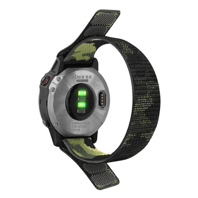 Нейлоновий ремінець на липучці для Garmin Fenix 7/7X/6X/5X/6/5 22ММ.  (Зелений камуфляж)