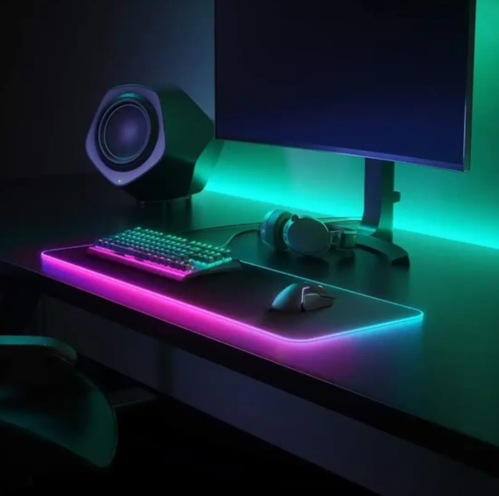 LED килимок для мишки Чорний 80х30см.