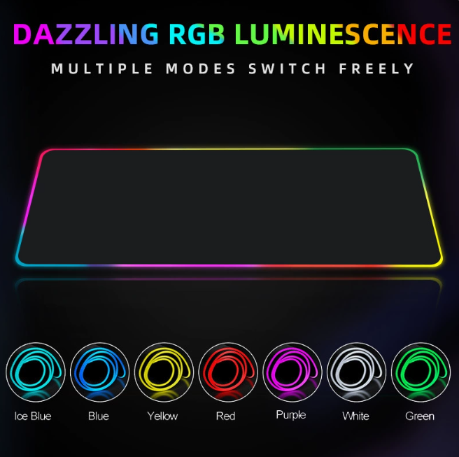 LED килимок для мишки Чорний 80х30см.