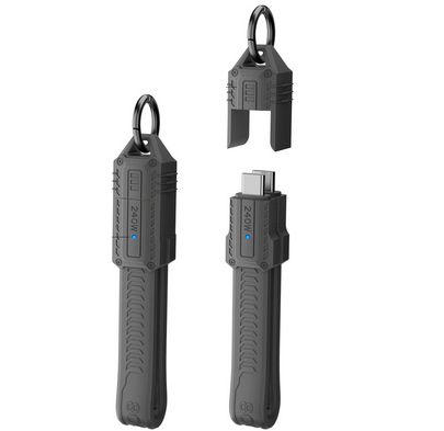 USB4.0 Type-C ↔ Type-C кабель-брелок (80Gbps, 240W) з кришкою (Сірий)