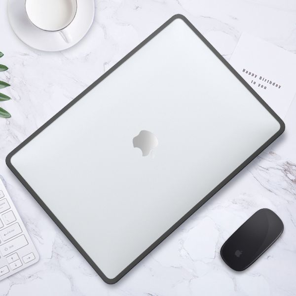 Пластикова накладка c силіконовим бампером для Macbook Pro 14" A2442, A2779 (Прозрачный + черный бампер)