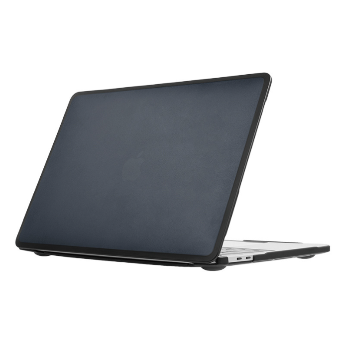 Пластикова накладка c силіконовим бампером для Macbook Pro 14" A2442, A2779 (Черный прозрачный + Черный бампер)