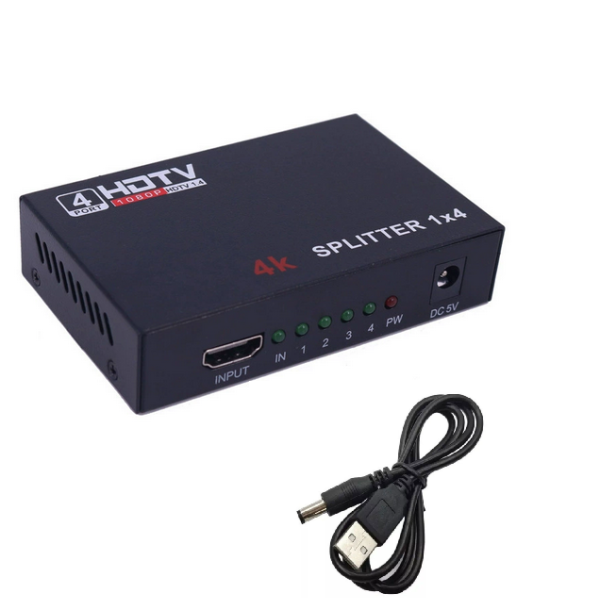 HDMI сплітер 1x4 Relink RL-HSP14-L1 | 4K UHD розділювач сигналу  + USB живлення