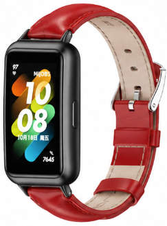 Ремінець Mijobs з натуральної шкіри для Huawei Band 7 / 8 / 9 / 10 (червоний)