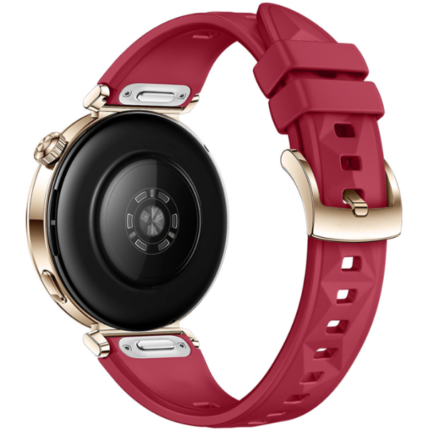 Силіконовий ремінець з крижаним візерунком для Huawei Watch GT5 (18 мм) із кнопковою системою кріпле (Червоний)