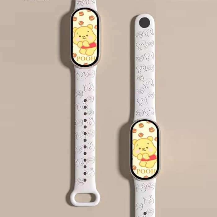 Силіконовий ремінець для Xiaomi Mi Band 8/9 з лазерним гравіюванням "Медведик" (Білий)
