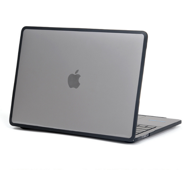 Пластикова накладка c силіконовим бампером для Macbook Pro 16" A2485, A2780 (Черный прозрачный + Черный бампер)